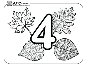 Free printable number four leaves coloring page for kids from ABCmouse.com. 