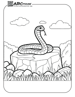 Free printable snake on a rock coloring page for kids from ABCmouse.com. 