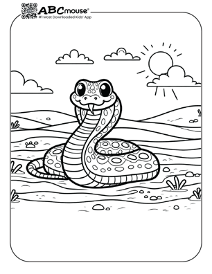 Free printable snake in the desert coloring page for kids from ABCmouse.com. 