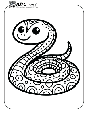 Free printable snake coloring page for kids from ABCmouse.com. 