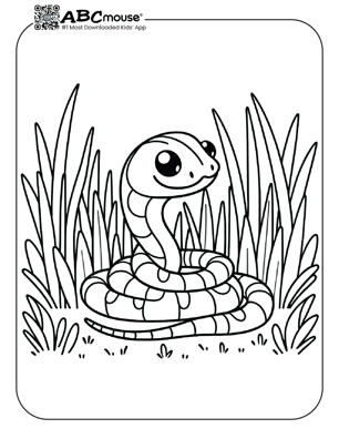 Free printable snake in the grass coloring page for kids from ABCmouse.com. 