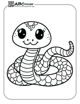 Free printable snake coloring page for kids from ABCmouse.com. 