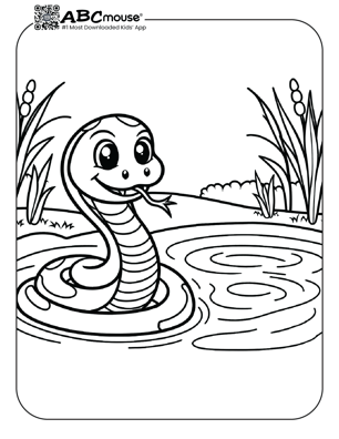 Free printable snake coloring page for kids from ABCmouse.com. 