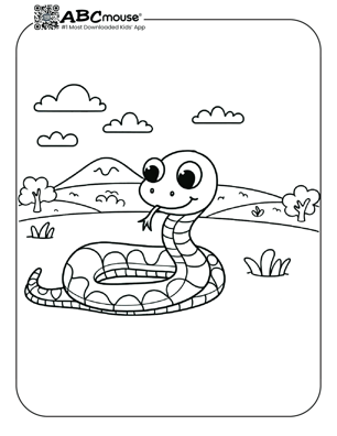 Free printable snake coloring page for kids from ABCmouse.com. 