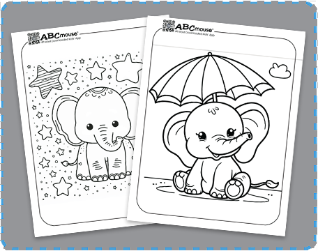 Free printable elephant coloring pages from ABCmouse.com. 