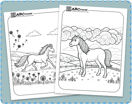 Free printable horse coloring pages from ABCmouse.com. 