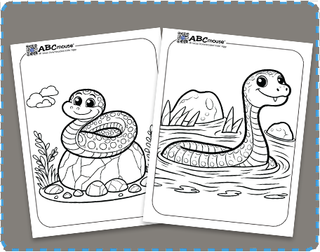 Free printable snake coloring page for kids from ABCmouse.com. 