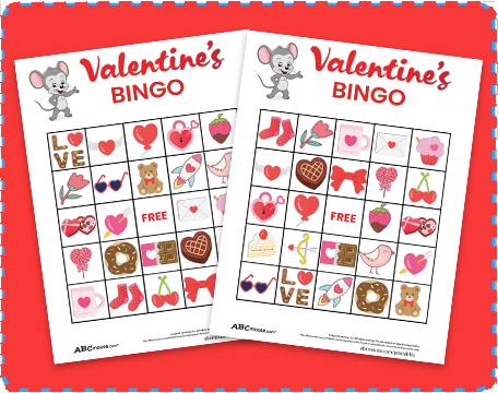 Free printable Valentines Day bingo cards for kids of all ages from ABCmouse.com. 