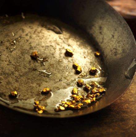 A miner's gold pan. 