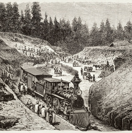 Old picture of the California Railroad. 