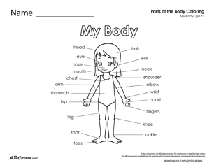 Parts of the body-Girl free printable worksheet from ABCmouse.com. 