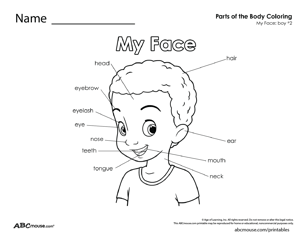 Parts of the body-boys face free printable worksheet from ABCmouse.com. 