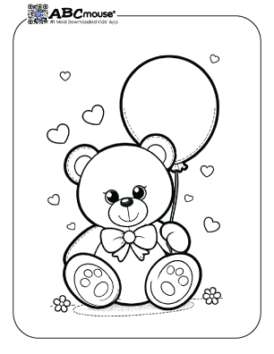 Free printable bear with balloon coloring page for kids from ABCmouse.com. 