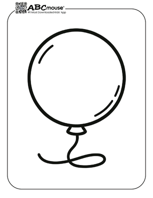 Free printable simple balloon coloring page for kids from ABCmouse.com. 