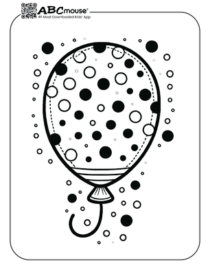 Free printable polka dot balloon coloring page for kids from ABCmouse.com. 