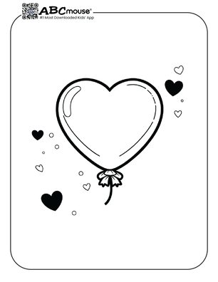 Free printable heart balloon coloring page for kids from ABCmouse.com. 