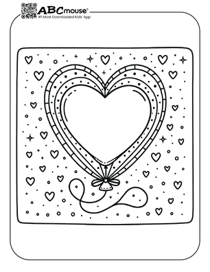 Free printable heart balloon coloring page for kids from ABCmouse.com. 