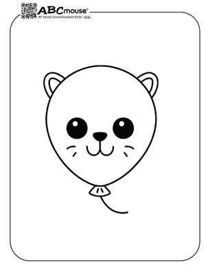 Free printable cat face balloon coloring page for kids from ABCmouse.com. 