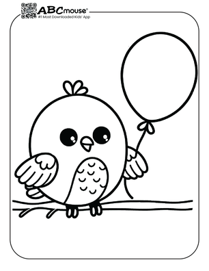 Free printable bird with balloon coloring page for kids from ABCmouse.com. 