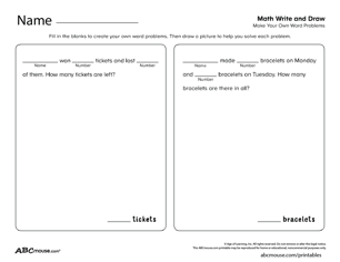 Free printable math story problem worksheet for kids from ABCmouse.com. 