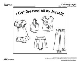 Healthy habit I get dressed-girl worksheet from ABCmouse.com. 