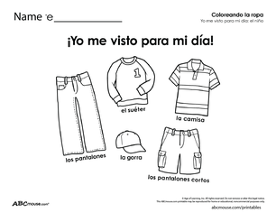 Healthy habit I get dressed spanish-boy worksheet from ABCmouse.com. 