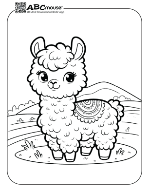 Free printable little llama coloring page from ABCmouse.com. 