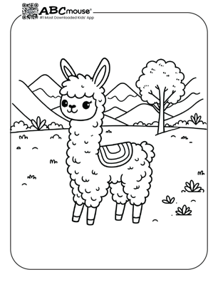 Free printable llama coloring page from ABCmouse.com. 