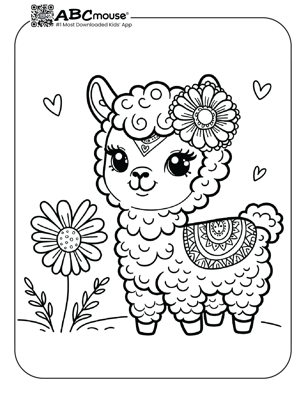 Free printable llama coloring page from ABCmouse.com. 