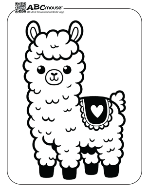 Free printable llama coloring page from ABCmouse.com. 