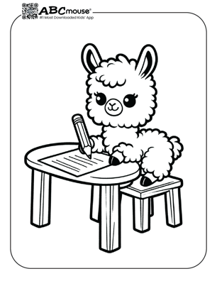 Free printable llama writing coloring page from ABCmouse.com. 