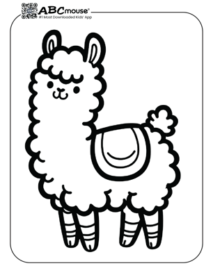 Free printable simple llama coloring page from ABCmouse.com. 