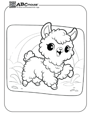 Free printable dancing llama coloring page from ABCmouse.com. 