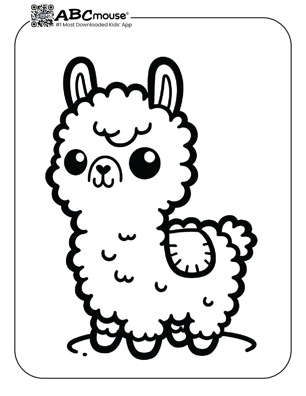 Free printable baby llama coloring page from ABCmouse.com. 