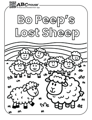 Free printable Bo Peep's Lost Sheep, nursery rhyme coloring page from ABCMouse.com. 