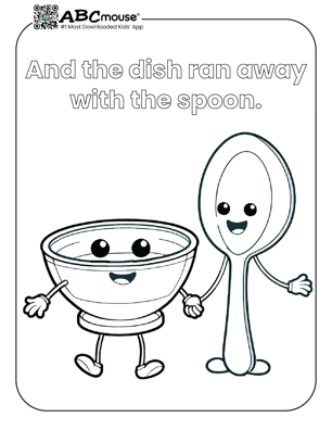 Free printable the dish ran away with the sppon nursery rhyme coloring page from ABCMouse.com. 