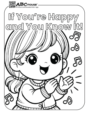 Free printable if you're happy and you know it nursery rhyme coloring page from ABCMouse.com. 