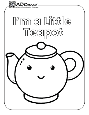 Free printable I'm a little teapot nursery rhyme coloring page from ABCMouse.com. 