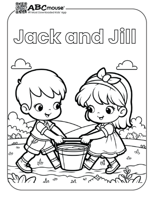 Free printable Jack and Jill nursery rhyme coloring page from ABCMouse.com. 