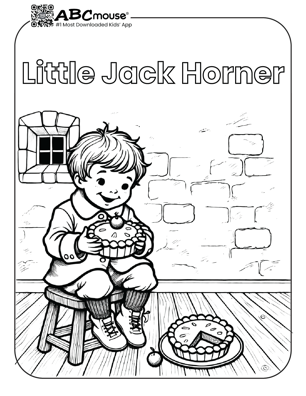 Free printable little Jack Horner nursery rhyme coloring page from ABCMouse.com. 