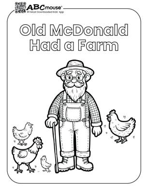 Free printable old mcdonald had a farm nursery rhyme coloring page from ABCMouse.com. 