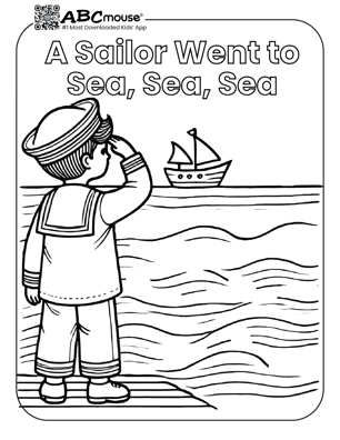 Free printable sailer went to sea nursery rhyme coloring page from ABCMouse.com. 