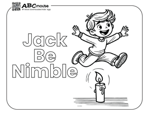 Free printable Jack be nimble nursery rhyme coloring page from ABCMouse.com. 