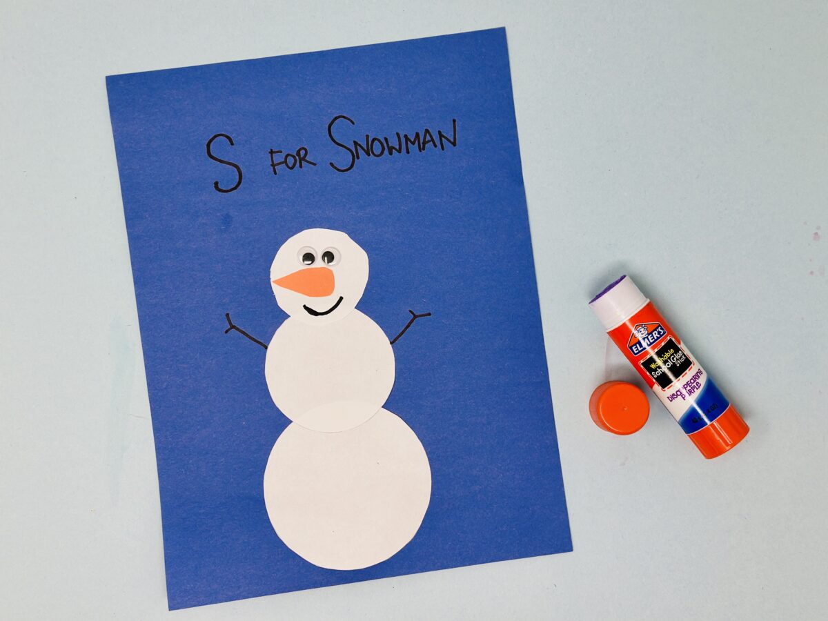 S is for snowman craft from ABCmouse.com. 