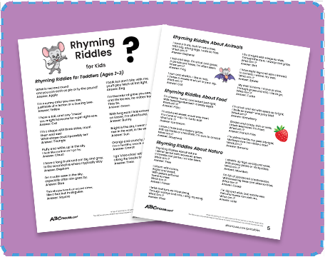 Free printable rhyming riddles for kids lists from ABCmouse.com. 