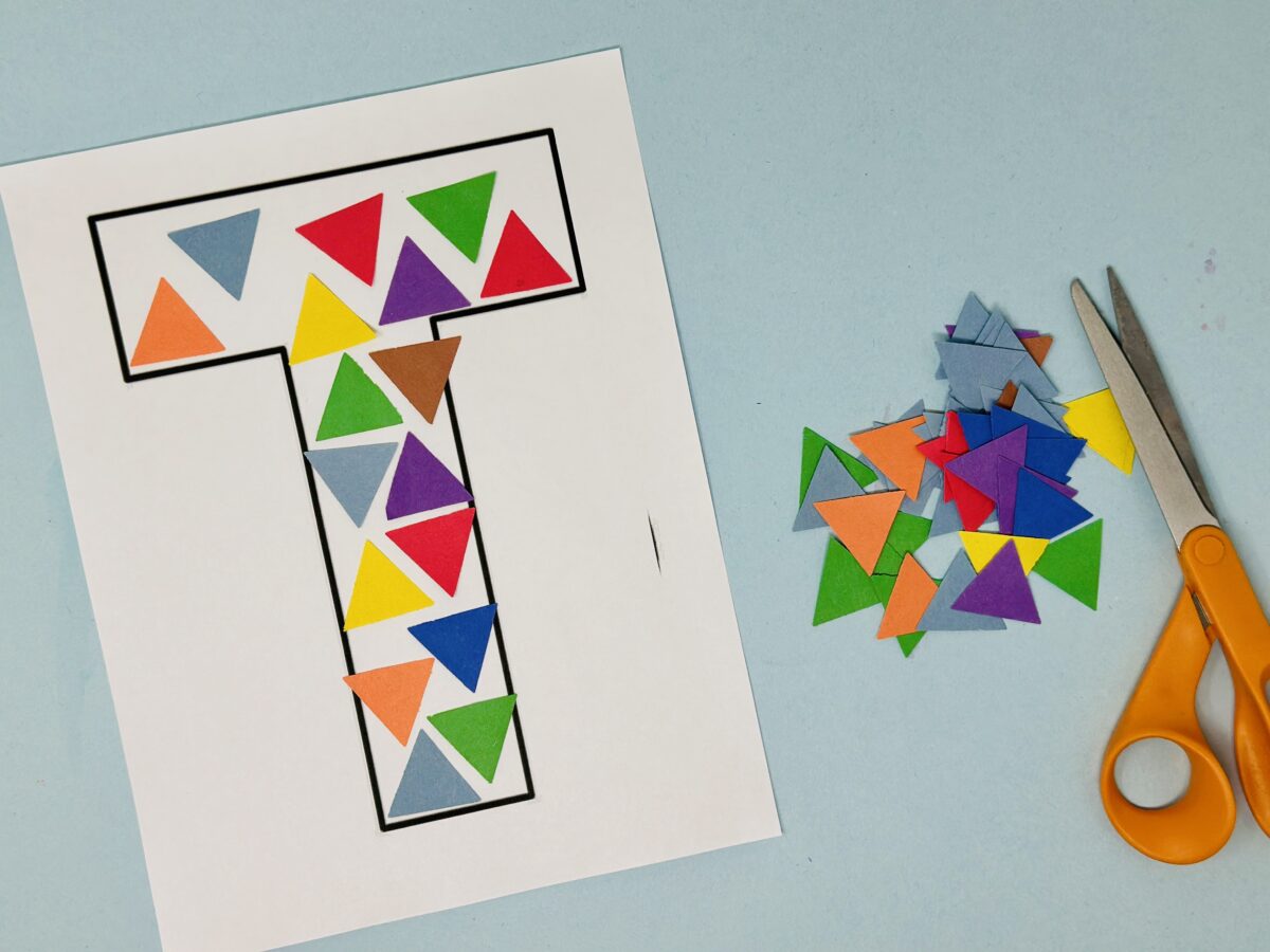 T is for triangle craft for preschoolers from ABCmouse.com. 