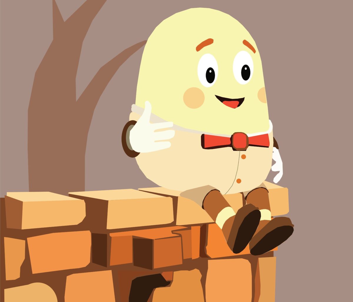 Humpty dumpty sitting on a wall. 