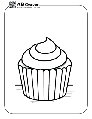 Free printable simple cupcake coloring page for kids from ABCmouse.com. 