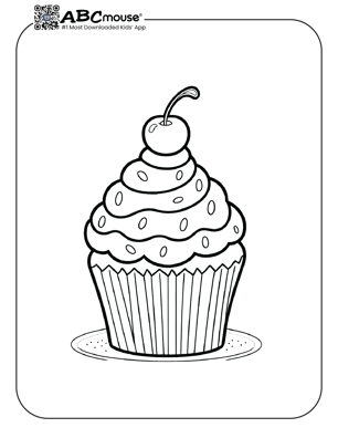 Free printable cupcake coloring page for kids from ABCmouse.com. 