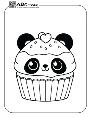 Free printable panda cupcake coloring page for kids from ABCmouse.com. 